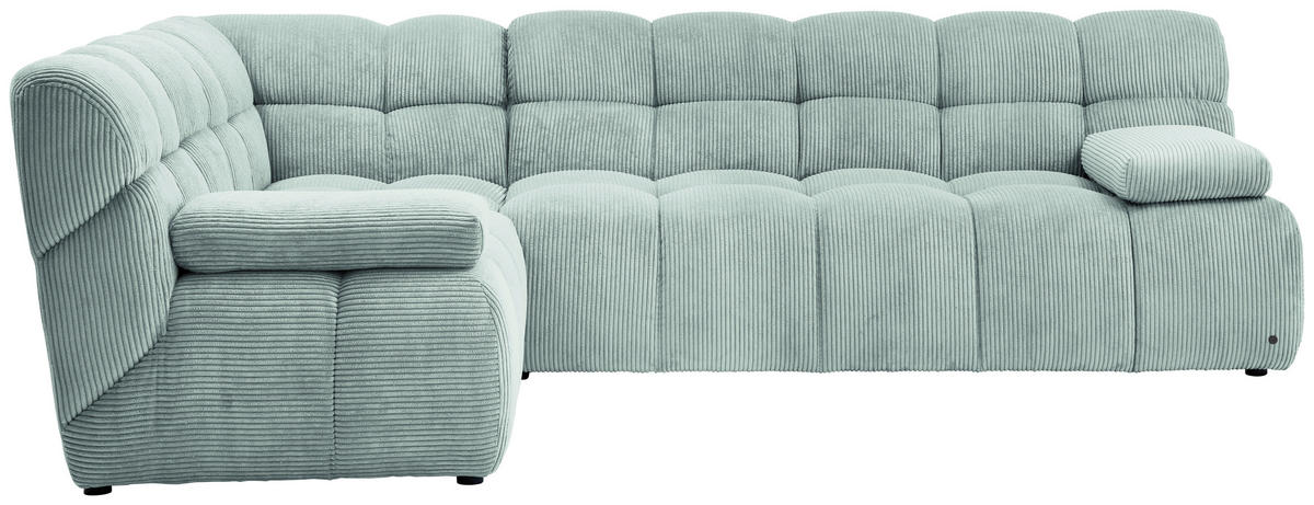 ECKSOFA Pastellblau Cord Rücken echt  - Pastellblau/Schwarz, KONVENTIONELL, Kunststoff/Textil (195/265cm) - Tom Tailor