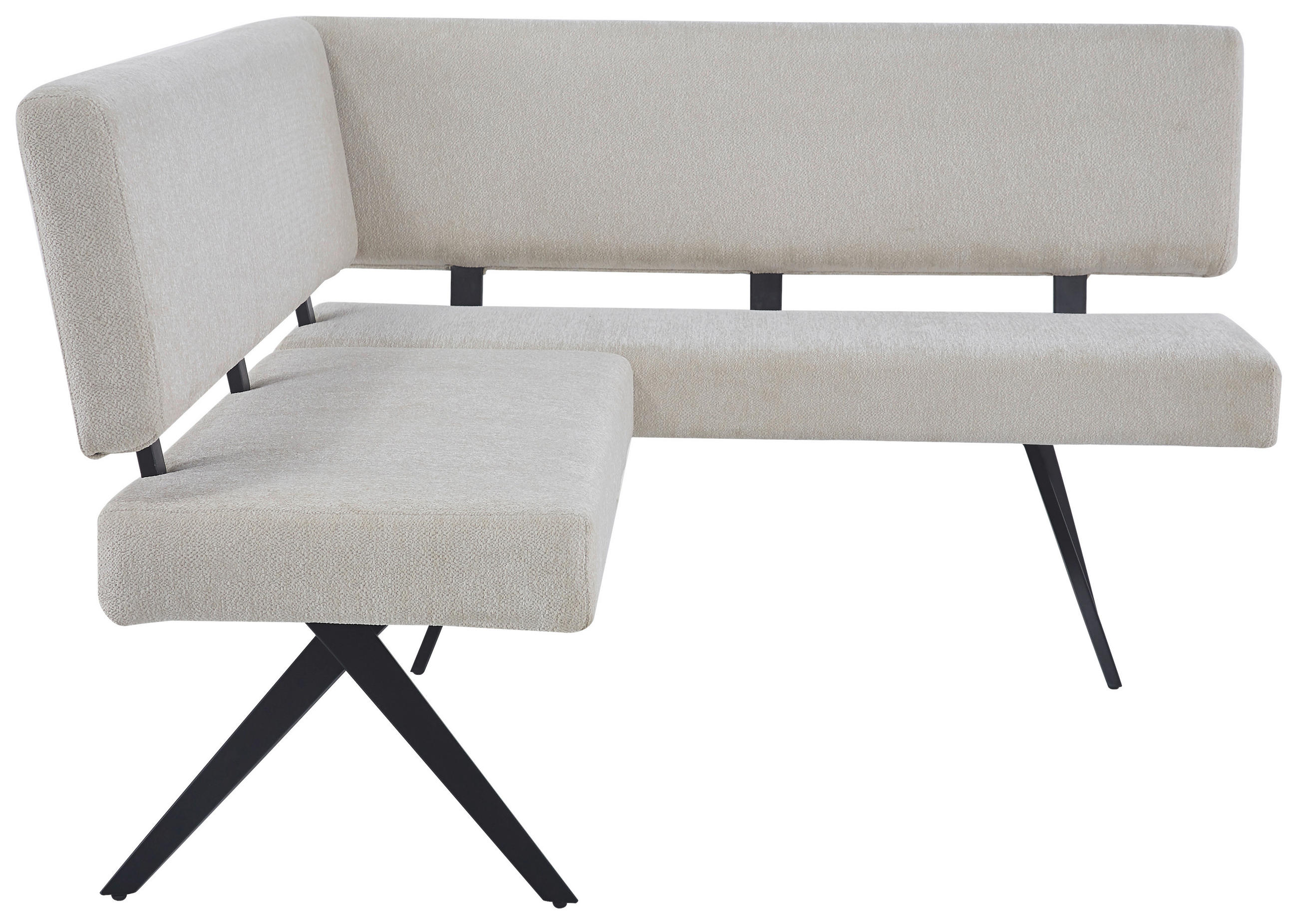 ECKBANK in Beige - Beige/Schwarz, KONVENTIONELL, Textil/Metall (190/150/90/62cm) - MID.YOU