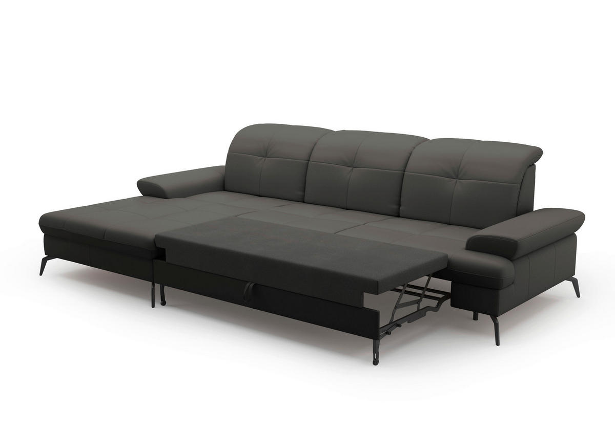 ECKSOFA in Vliesstoff Kombination Echtleder/Stoff Anthrazit  - Anthrazit/Schwarz, Konventionell, Leder/Textil (185/279cm) - Sit & More