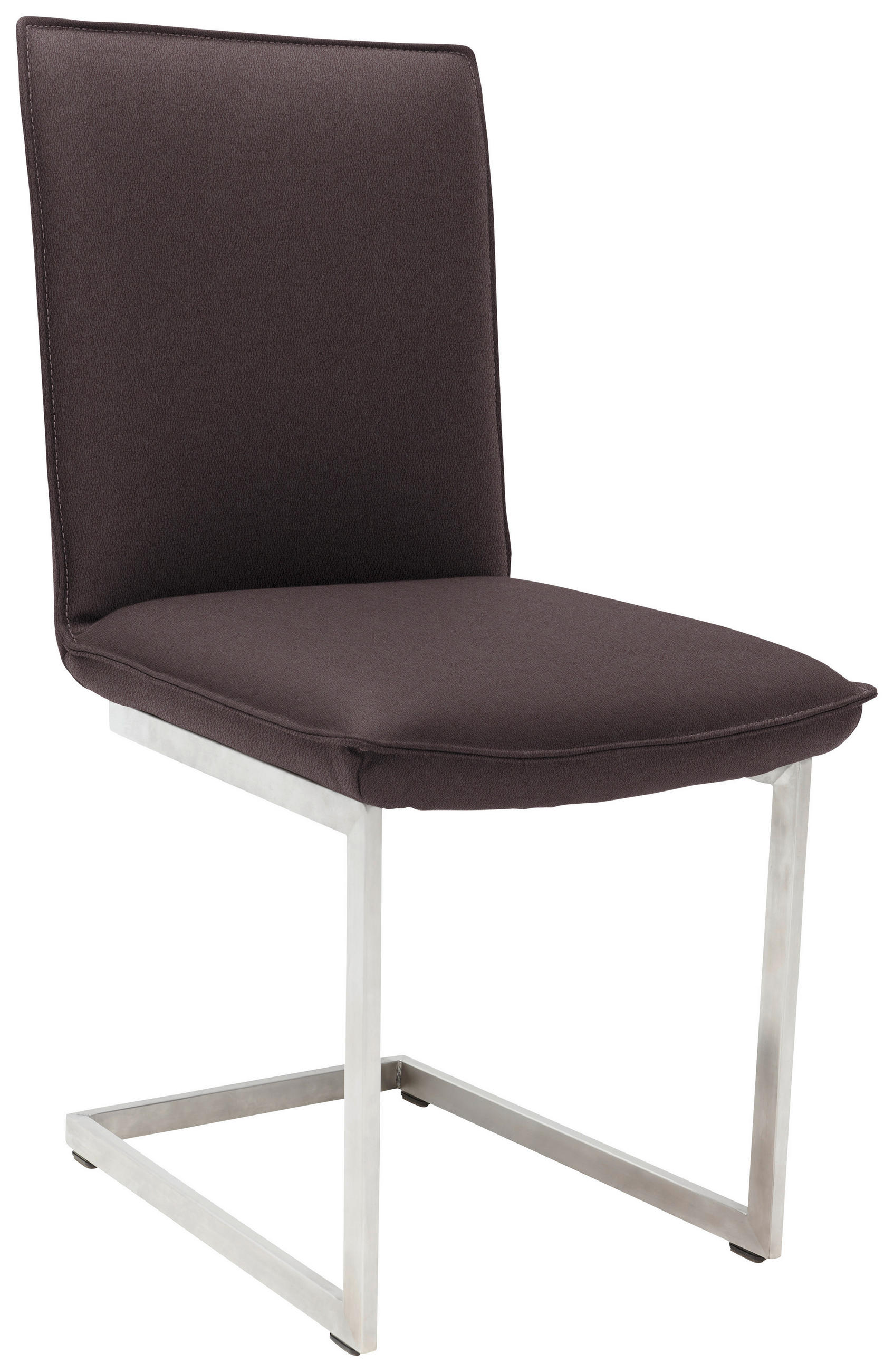 SCHWINGSTUHL  in Nickel Echtleder pigmentiert  - Edelstahlfarben/Dunkelbraun, Design, Leder/Metall (48/93/65cm) - Ambiente