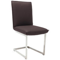 SCHWINGSTUHL  in Nickel Echtleder pigmentiert  - Edelstahlfarben/Dunkelbraun, Design, Leder/Metall (48/93/65cm) - Ambiente