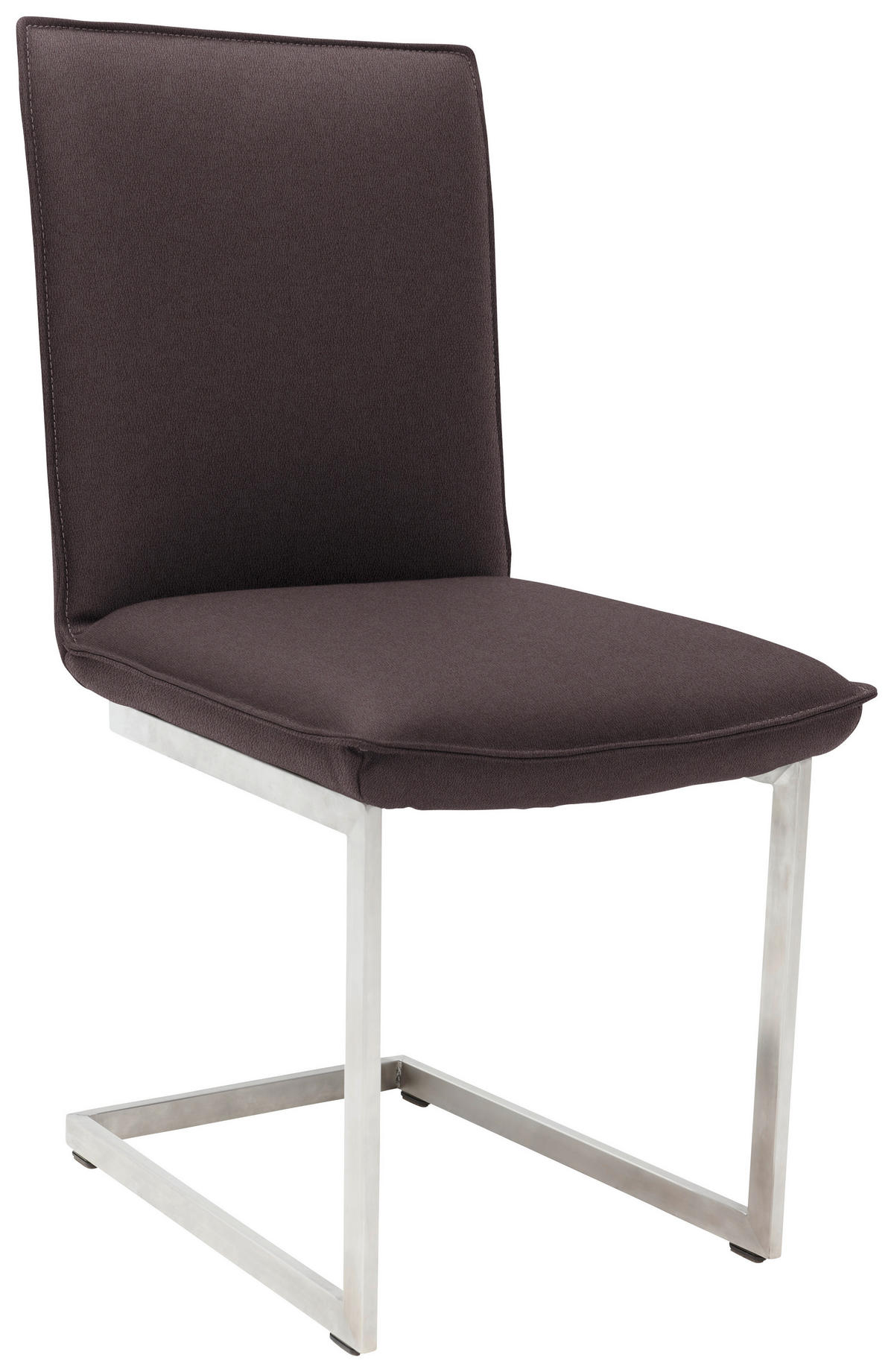 SCHWINGSTUHL  in Nickel Echtleder pigmentiert  - Edelstahlfarben/Dunkelbraun, Design, Leder/Metall (48/93/65cm) - Ambiente
