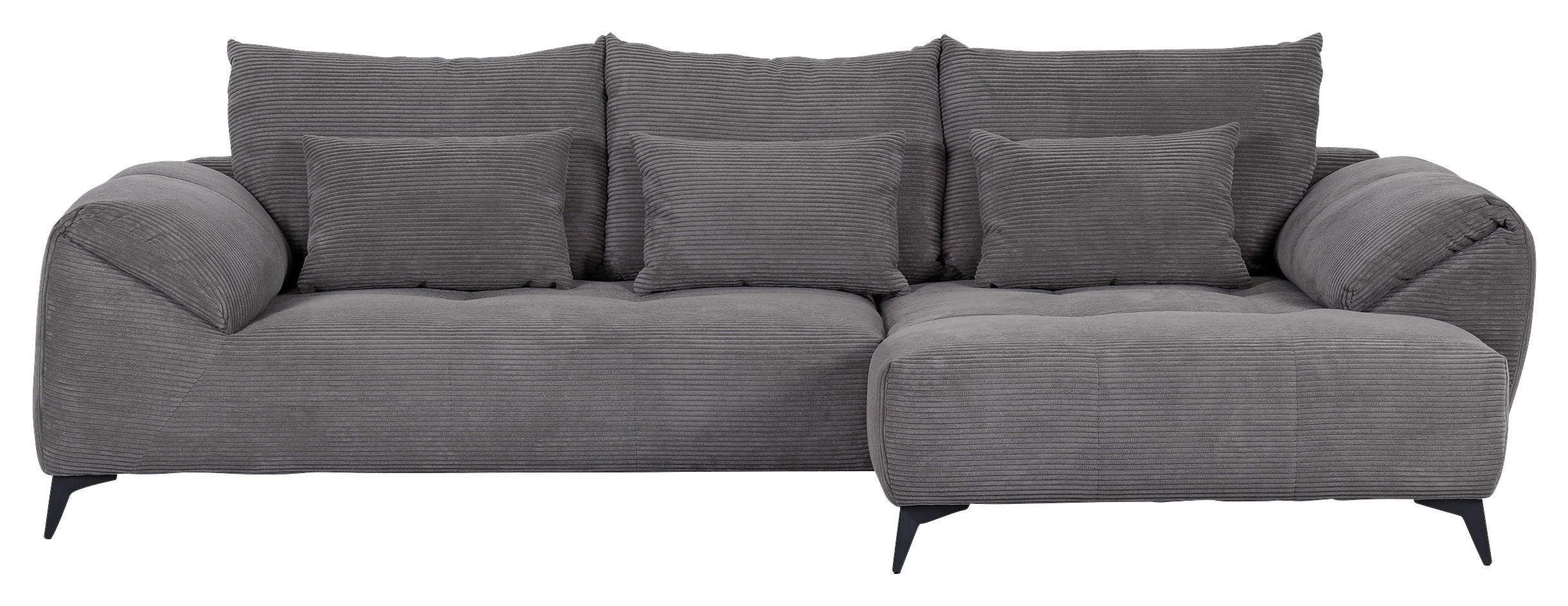 ECKSOFA in Cord Dunkelgrau  311/176 cm  - Dunkelgrau/Schwarz, KONVENTIONELL, Textil/Metall (311/176cm) - Carryhome