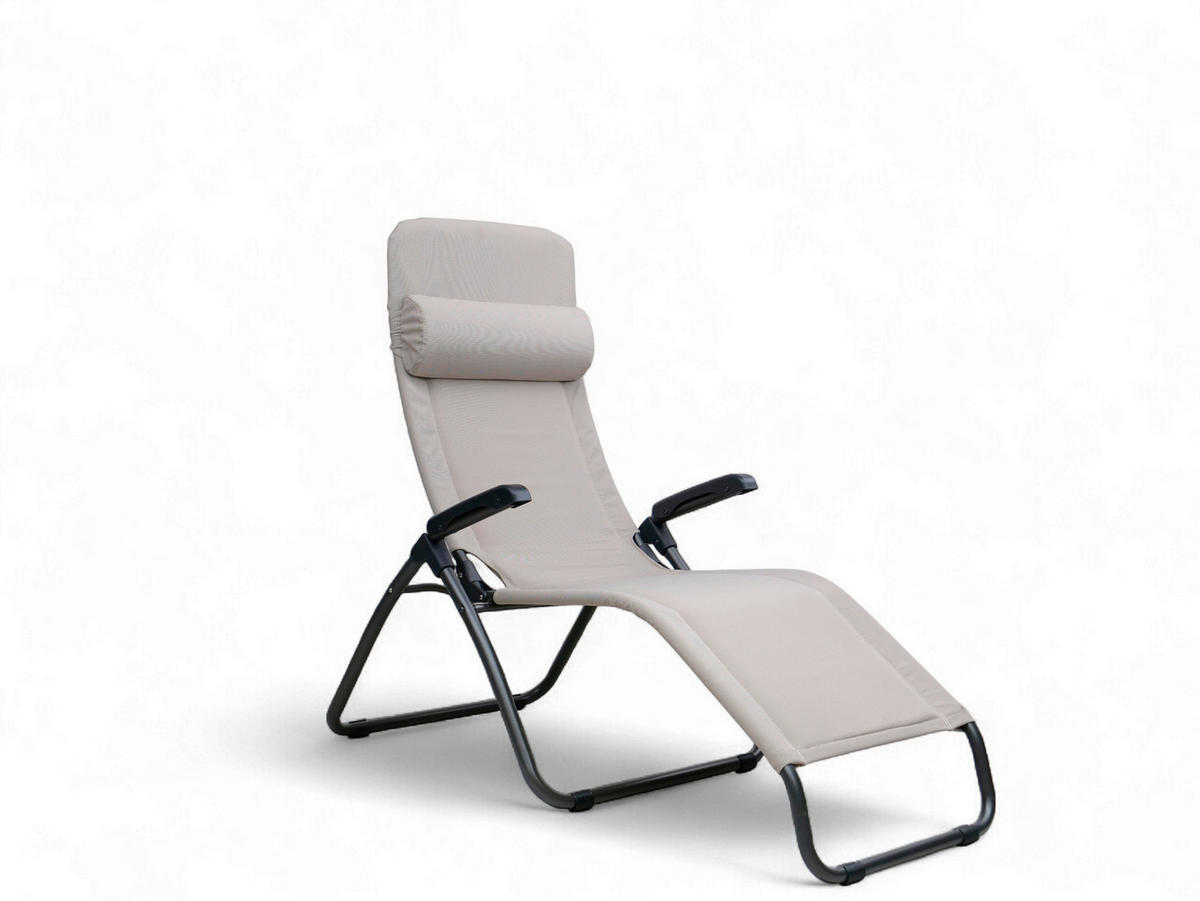 BÄDERLIEGE 69/118/185 cm  - Taupe/Anthrazit, KONVENTIONELL, Textil/Metall (69/118/185cm)