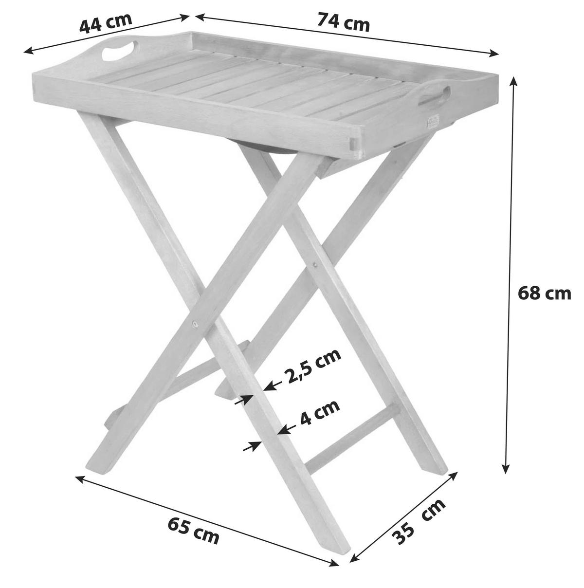 GARTENBEISTELLTISCH 44/74/68 cm  - Braun, Basics, Holz (44/74/68cm) - Gardenson