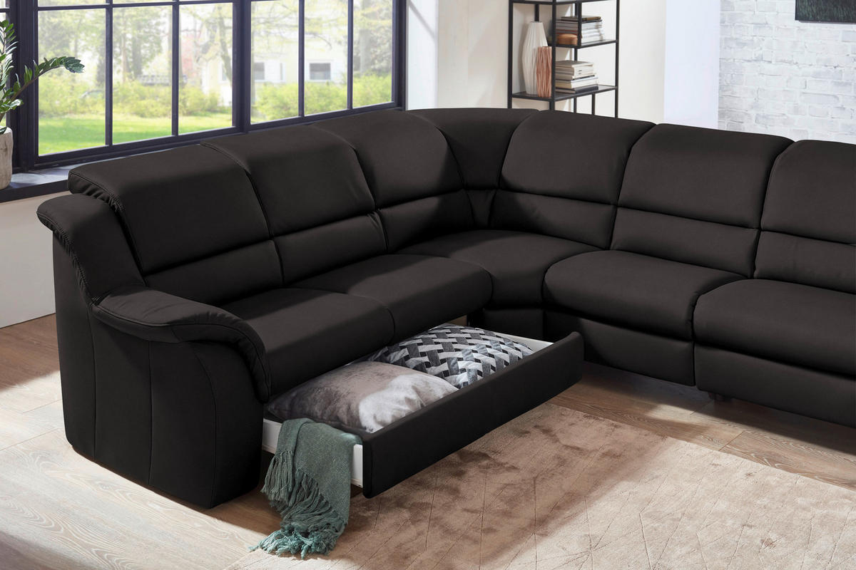 ECKSOFA  in Echtleder Dunkelbraun  260/324 cm  - Dunkelbraun/Schwarz, KONVENTIONELL, Leder/Kunststoff (260/324cm) - Cantus