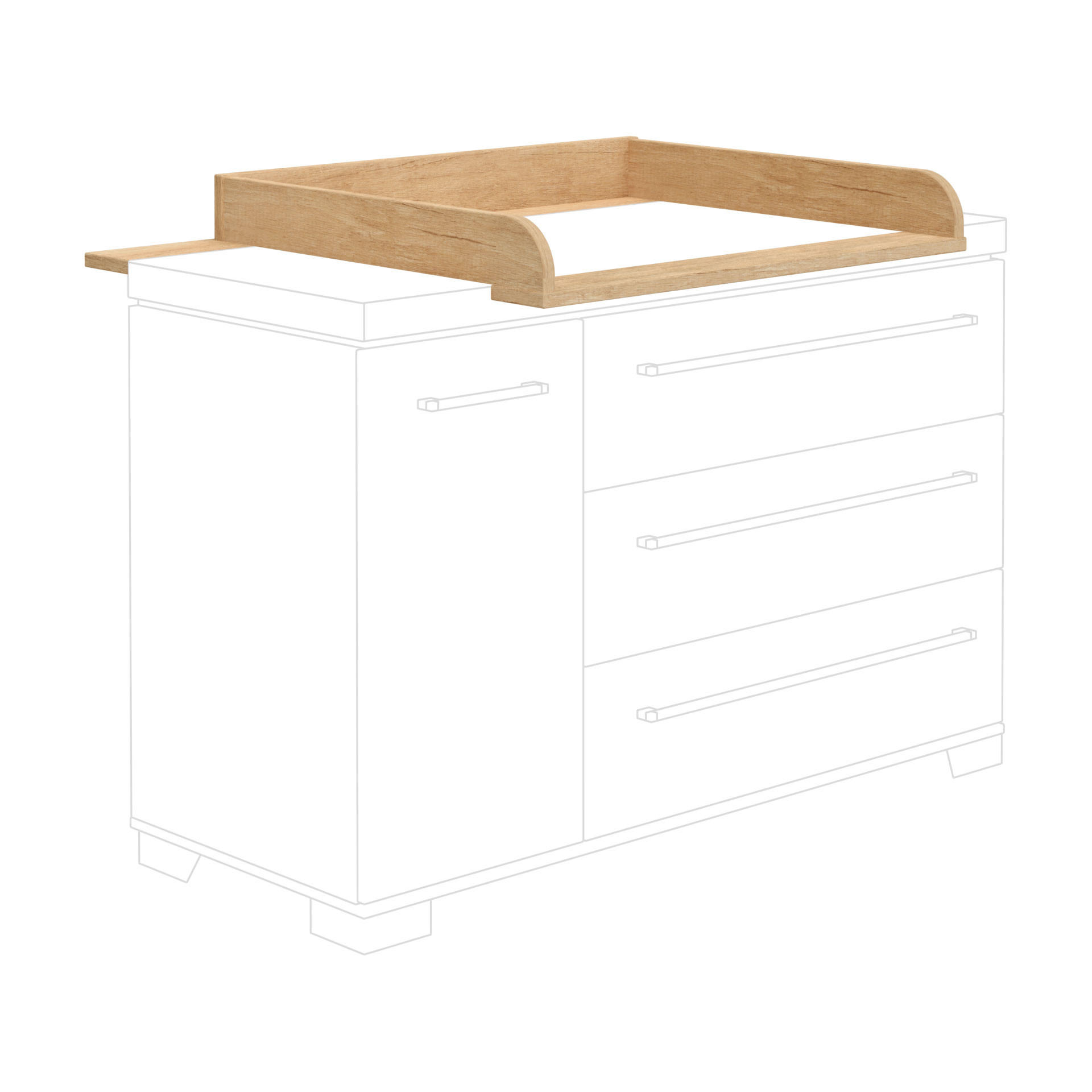 WICKELAUFSATZ Kira Eiche Nebraska/Kreideweiß  - Eichefarben, Basics, Holzwerkstoff (94,8/12,5/78,4cm) - Paidi