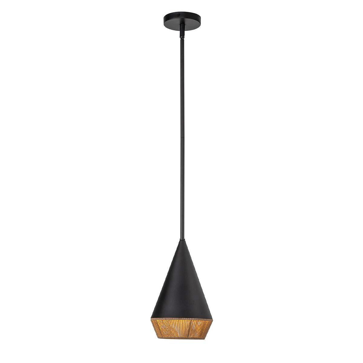 HÄNGELEUCHTE 28,9/18,1 cm  - Schwarz/Naturfarben, Design, Textil/Metall (28,9/18,1cm) - Elstead Lighting