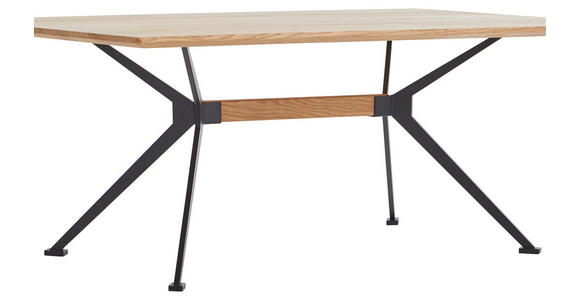 COUCHTISCH Eiche vollmassiv rechteckig Schwarz, Eichefarben - Eichefarben/Schwarz, Natur, Holz/Metall (110/70/44cm) - Linea Natura