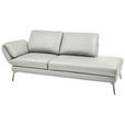 RÉCAMIERE in Echtleder Hellgrau  - Chromfarben/Hellgrau, Design, Leder/Metall (209/85-109/95-16cm) - Dieter Knoll