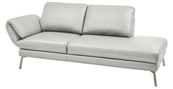 RÉCAMIERE in Echtleder Hellgrau - Chromfarben/Hellgrau, Design, Leder/Metall (209/85-109/95-16cm) - Dieter Knoll
