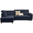 ECKSOFA inkl. Funktionen Dunkelblau Samt  - Dunkelblau, Natur, Holz/Textil (206/261cm) - Venda