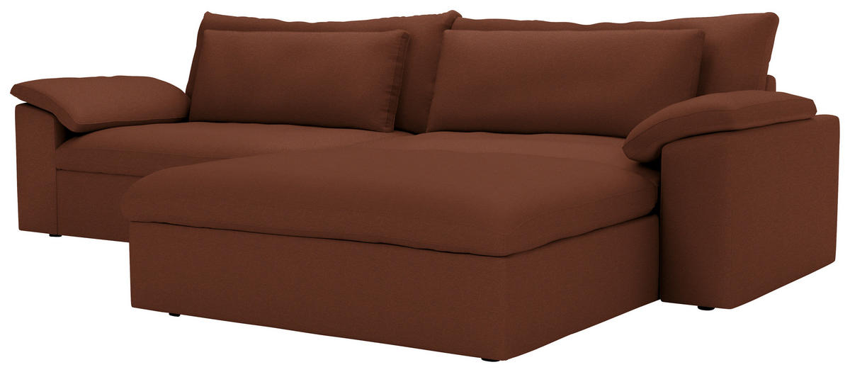 ECKSOFA  Chenille Rostfarben  - Rostfarben/Schwarz, Modern, Kunststoff/Textil (306/198cm) - Carryhome