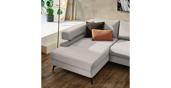 ECKSOFA in Chenille Beige  - Beige/Schwarz, KONVENTIONELL, Textil/Metall (184/265cm) - Hom`in