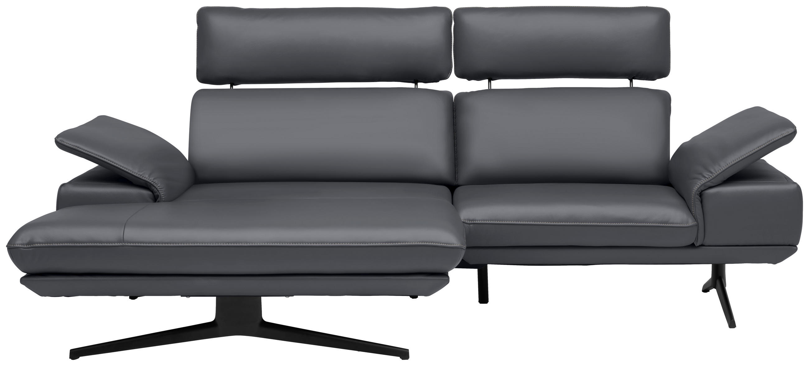 ECKSOFA  in Echtleder Dunkelgrau  150/242 cm  - Dunkelgrau/Beige, Design, Leder/Metall (150/242cm) - Koinor