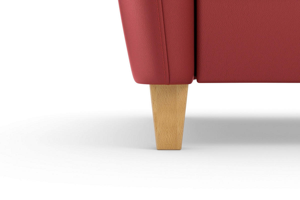 ROHOVÁ SEDAČKA, koža, červená - farba duba/červená, Basics, koža/drevo (163/244cm) - Sit & More