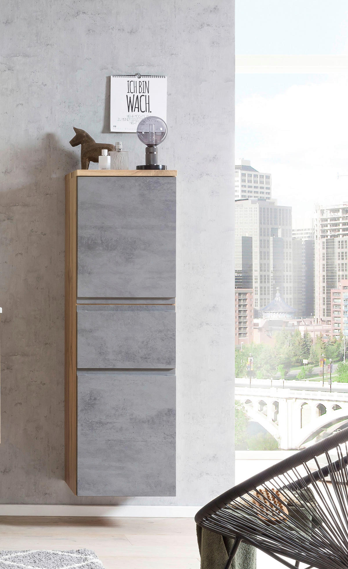 MIDISCHRANK 40/130/35 cm  - Eiche Wotan/Hellgrau, MODERN, Holzwerkstoff (40/130/35cm) - Held