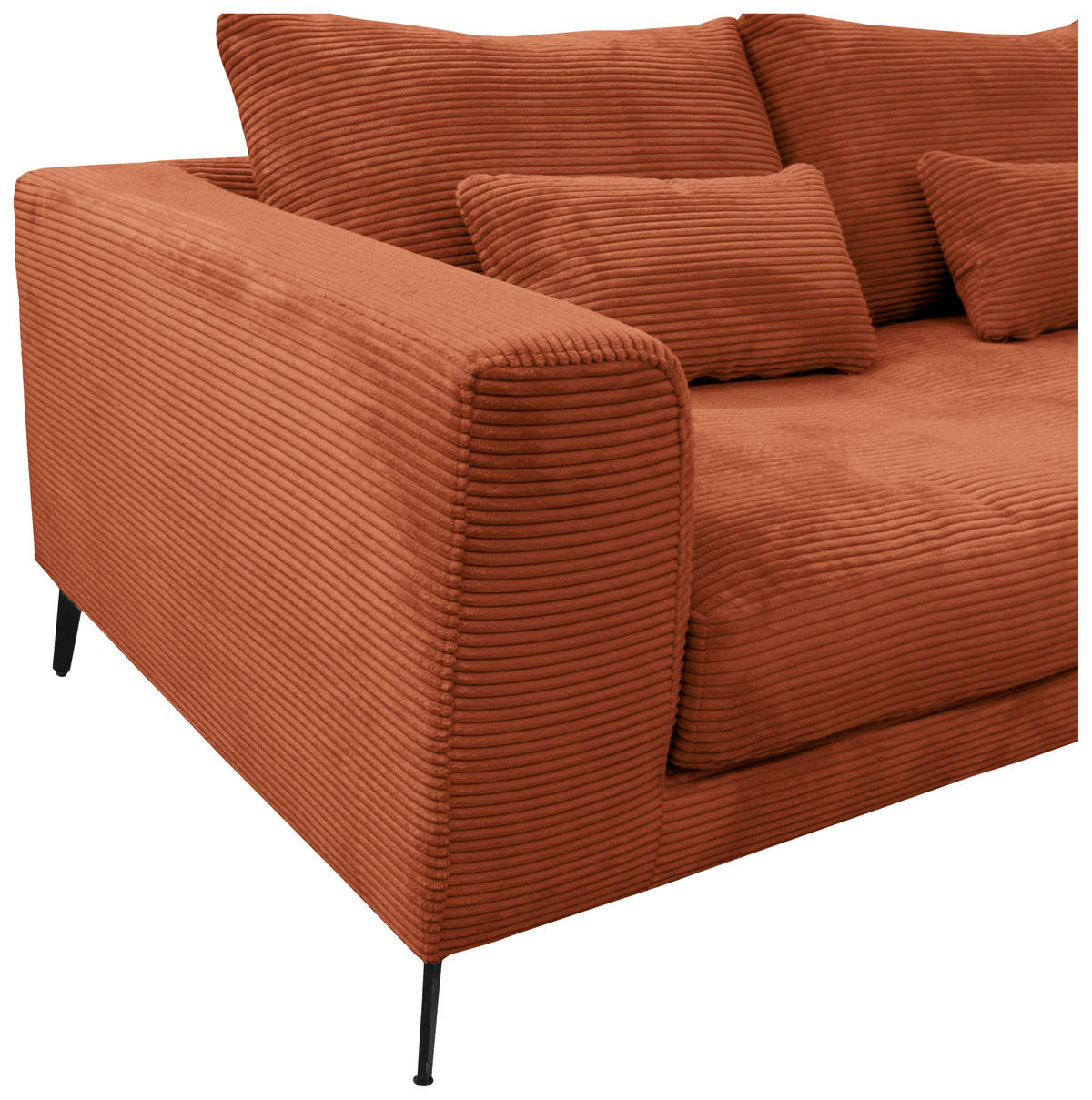 ECKSOFA in Cord Kupferfarben  - Schwarz/Kupferfarben, Design, Textil/Metall (313/172cm) - Livetastic