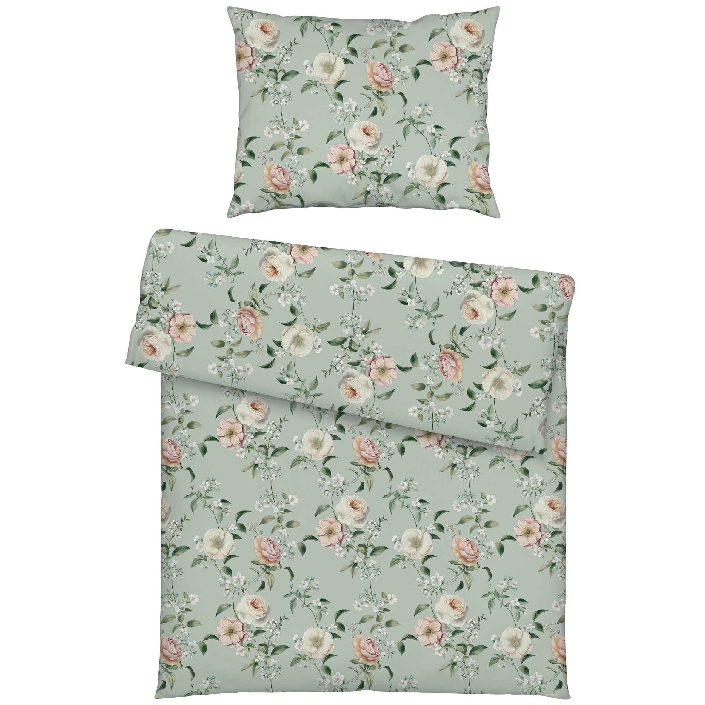 BETTWÄSCHE 3-teilig Atelier Makosatin 140/200 cm  - Mintgrün, Basics, Textil (140/200cm) - Estella