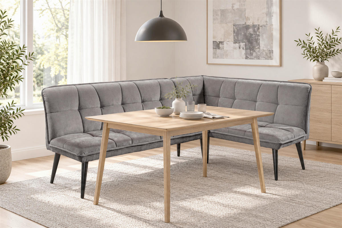 KLUPA KUTNA  sivo-smeđa  drvo, tekstil, drvni materijal      - sivo-smeđa/crna, Moderno, drvni materijal/drvo (240/161cm) - Livetastic