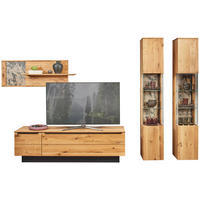 WOHNWAND  in Eichefarben 298/205,7/53,7 cm  - Eichefarben/Schwarz, Natur, Glas/Holz (298/205,7/53,7cm) - Valnatura