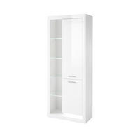 VITRINE  in Weiß Hochglanz  - Edelstahlfarben/Weiß Hochglanz, Design, Glas/Holzwerkstoff (80/195/37cm) - MID.YOU