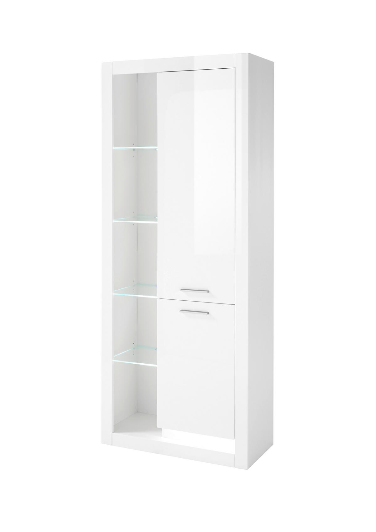 VITRINE  in Weiß Hochglanz  - Edelstahlfarben/Weiß Hochglanz, Design, Glas/Holzwerkstoff (80/195/37cm) - MID.YOU