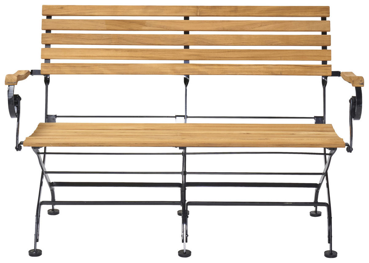 GARTENBANK 130/59/86,5 cm Teakholz  Stahl  - Schwarz/Teakfarben, ROMANTIK / LANDHAUS, Holz/Metall (130/59/86,5cm) - Ambia Garden