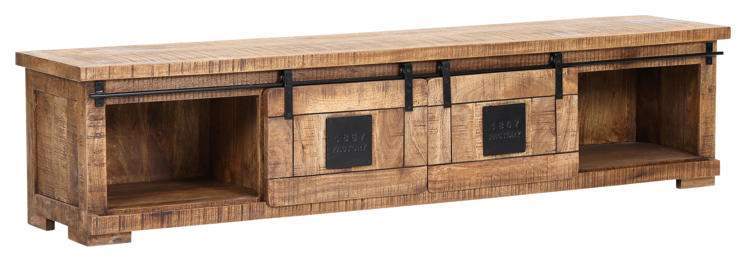 LOWBOARD  220/50/45 cm 2 Schublade(n) Typenauswahl, Beimöbel erhältlich, stehend  - Schwarz/Naturfarben, KONVENTIONELL, Holz/Metall (220/50/45cm) - Landscape