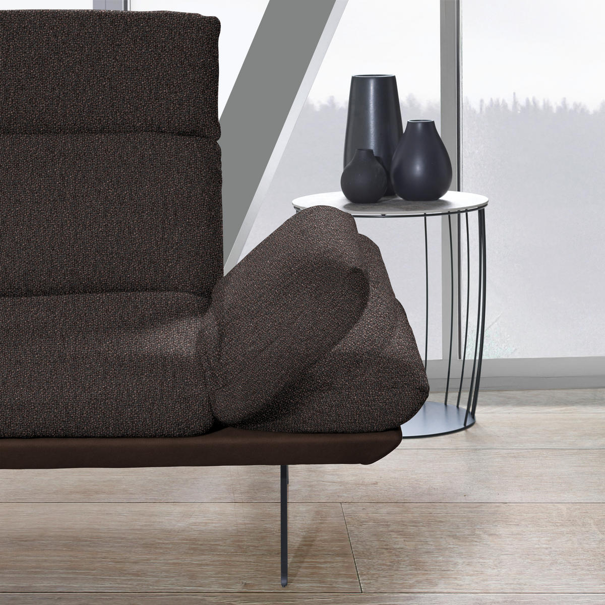 ECKSOFA in Flachgewebe Dunkelbraun  270/239 cm  - Dunkelbraun/Schwarz, Design, Textil/Metall (270/239cm) - Koinor