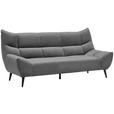 3-SITZER-SOFA Mikrofaser Grau  - Schwarz/Grau, Design, Textil/Metall (224/106/101cm) - Xora