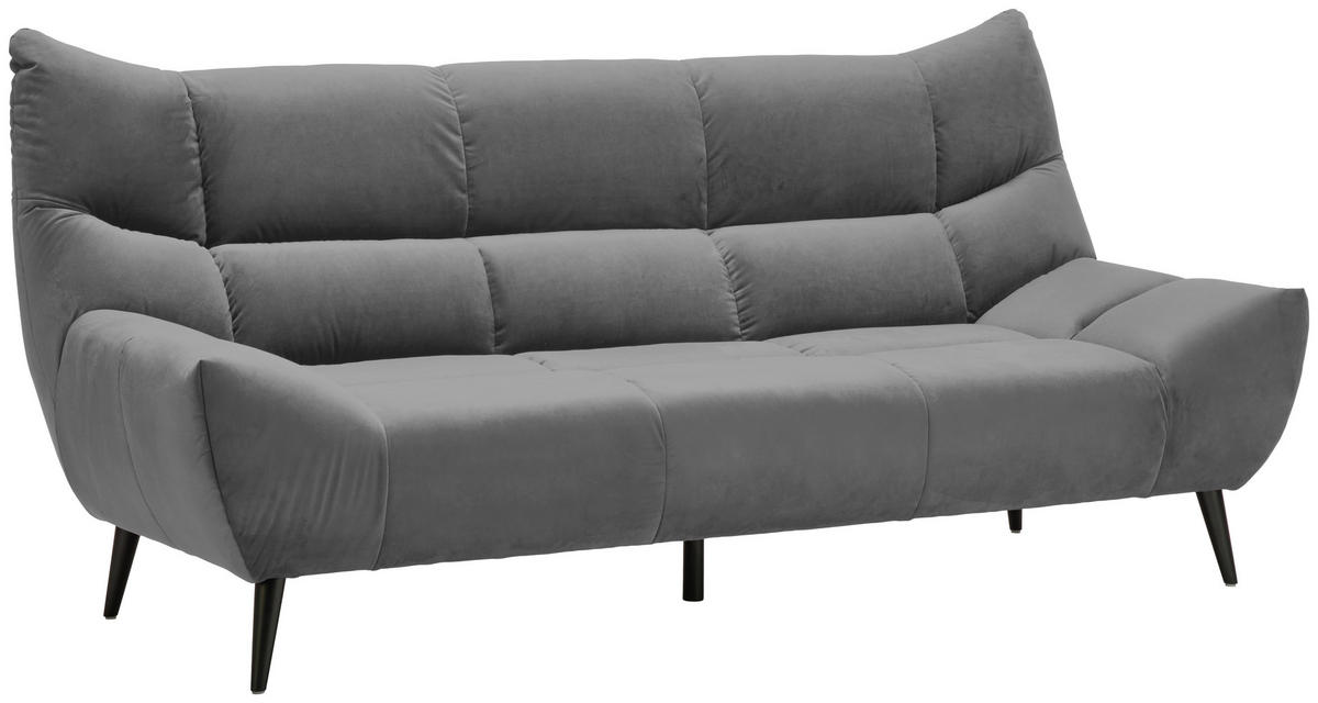 3-SITZER-SOFA Mikrofaser Grau  - Schwarz/Grau, Design, Textil/Metall (222/106/99cm) - Xora
