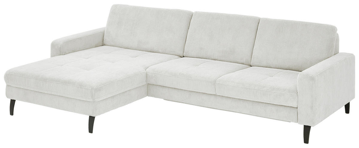 ECKSOFA in Cord Ecru  - Ecru/Schwarz, Modern, Textil/Metall (177/302cm) - Beldomo Style