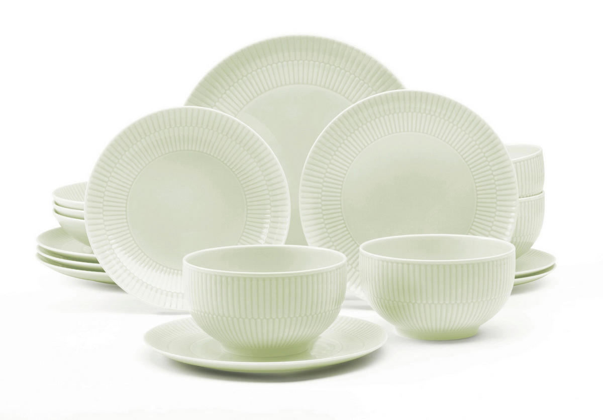 KOMBISERVICE Salbeigrün Amina 16-teilig 4 Personen  - Salbeigrün, KONVENTIONELL, Keramik (7,968kg) - Seltmann Weiden