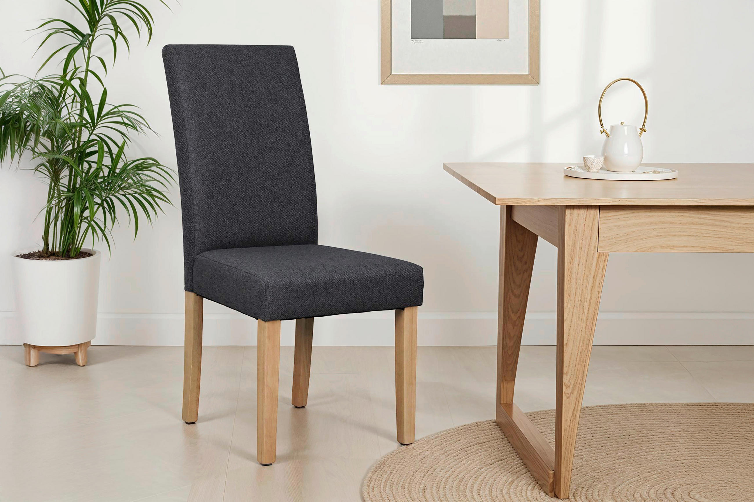 STUHL-SET - Dunkelgrau/Schwarz, MODERN, Holz/Textil (47/99,5/60cm) - MID.YOU