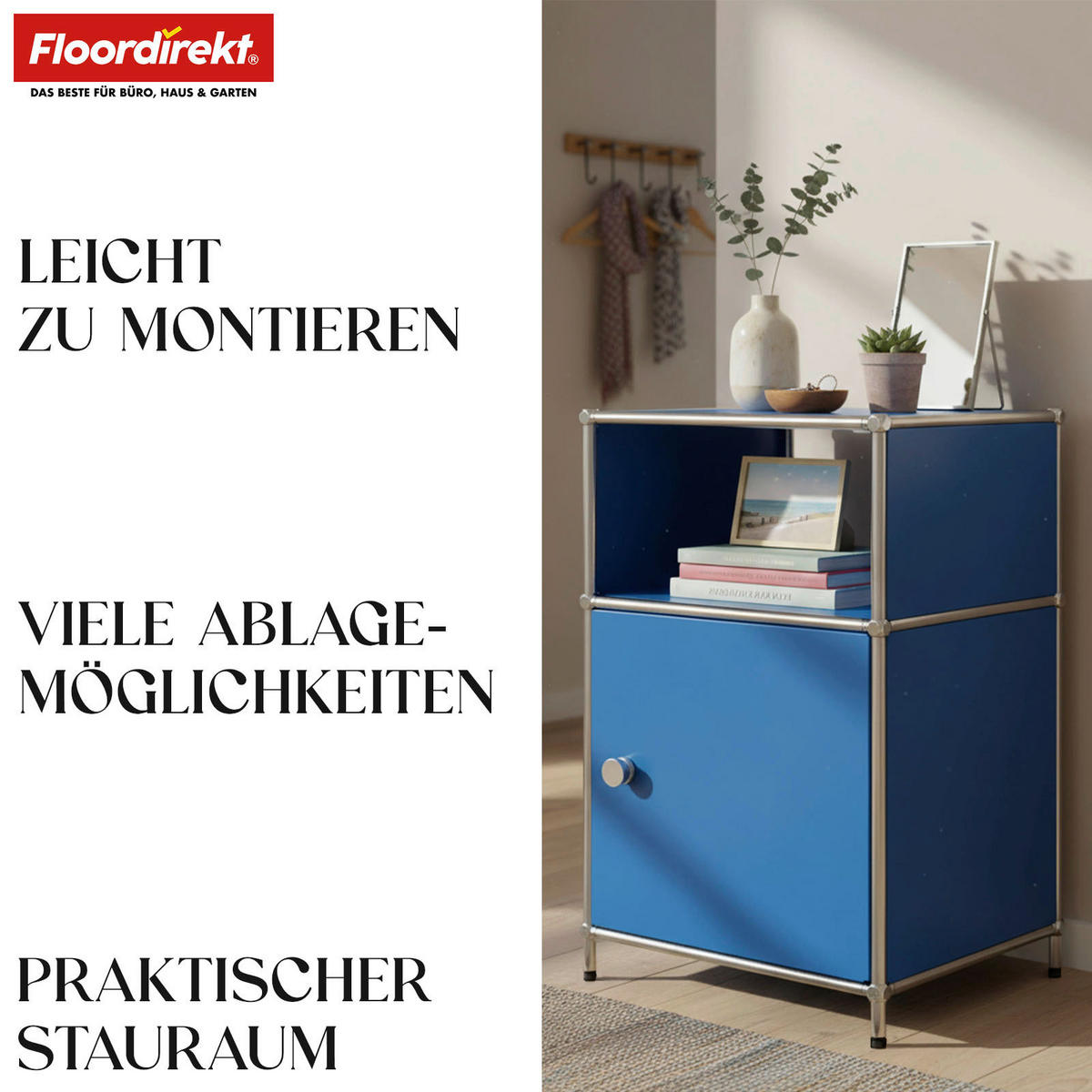 STANDREGAL Blau  - Blau, Basics, Metall (40/65/40cm) - Floordirekt