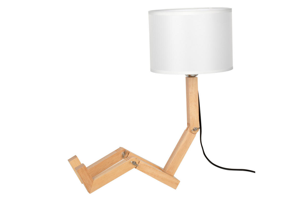 STOLNÁ LAMPA, E27, 42/22/47 cm - farba duba/béžová, Lifestyle, drevo/textil (42/22/47cm) - Marama