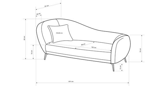 RÉCAMIERE  in Chenille Braun  - Schwarz/Braun, KONVENTIONELL, Textil/Metall (224/85/97cm) - Hom`in
