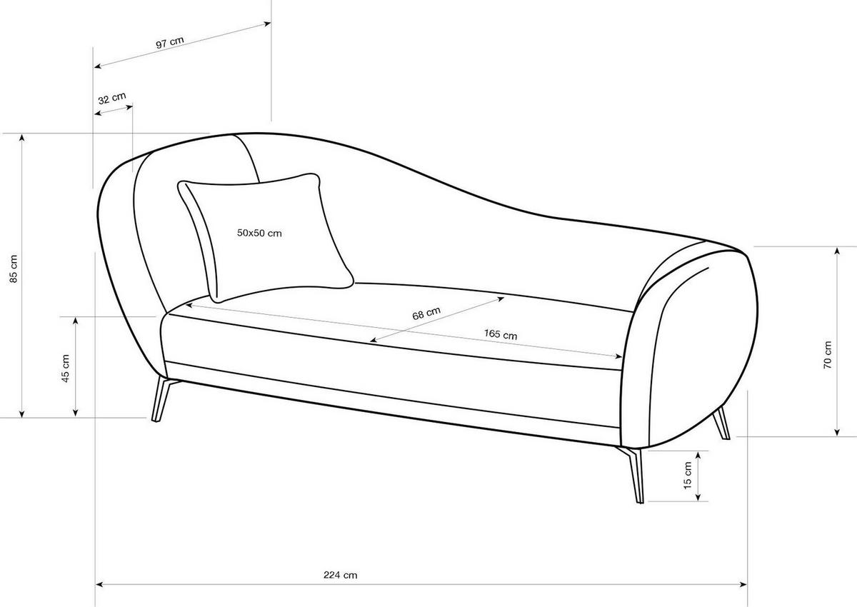 RÉCAMIERE  in Chenille Taupe  - Taupe/Schwarz, KONVENTIONELL, Textil/Metall (224/85/97cm) - Hom`in