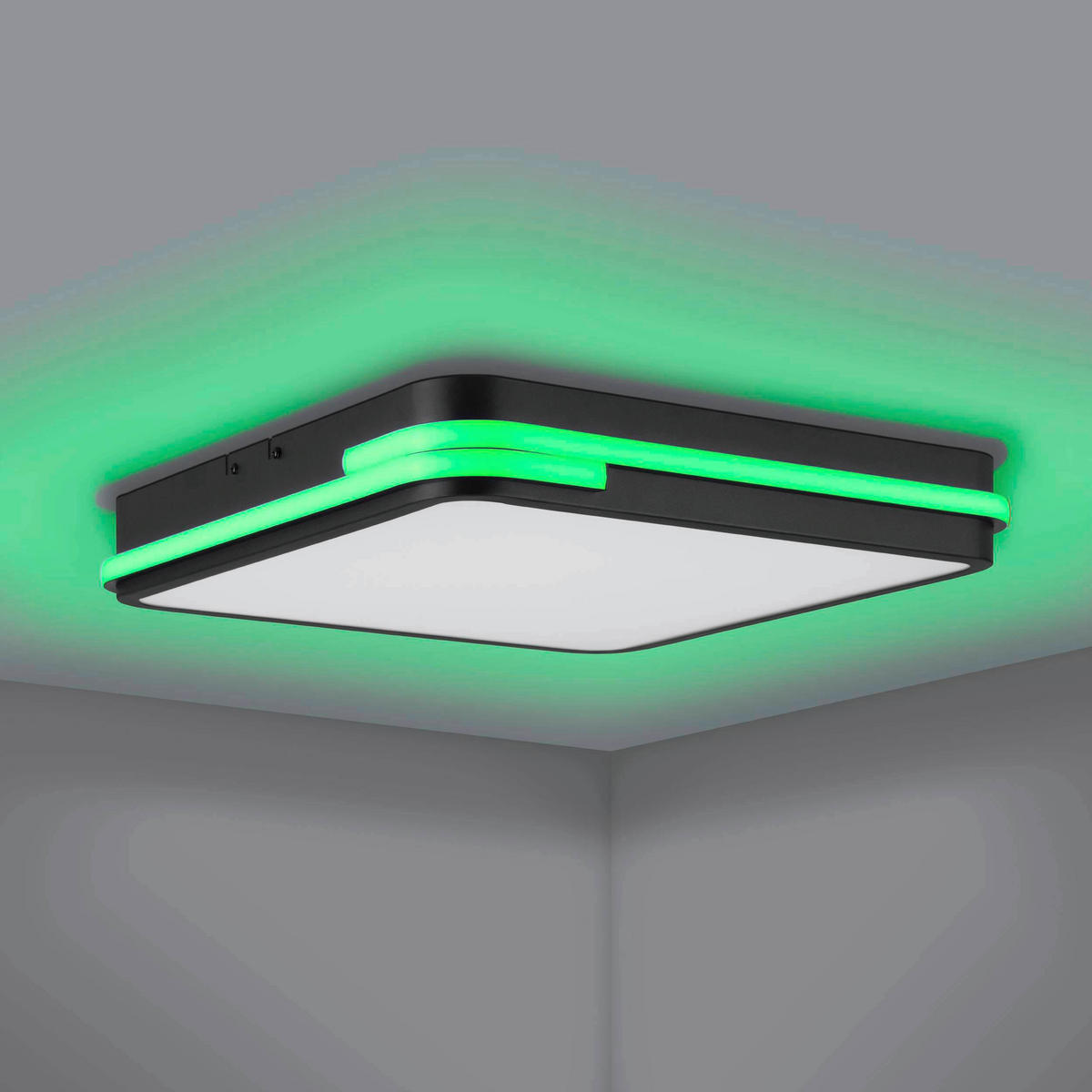 TAKLAMPA Genovese-Z 22 W 47/47/8 cm  - vit/svart, Design, metall/plast (47/47/8cm) - Eglo