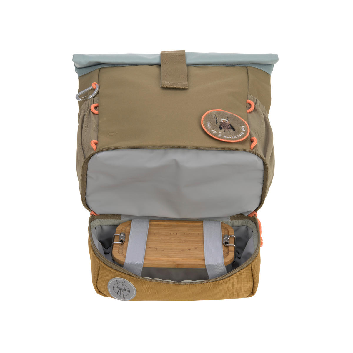 KINDERRUCKSACK Rolltop  - Olivgrün, Basics, Textil (23/11/32,5cm) - Lässig