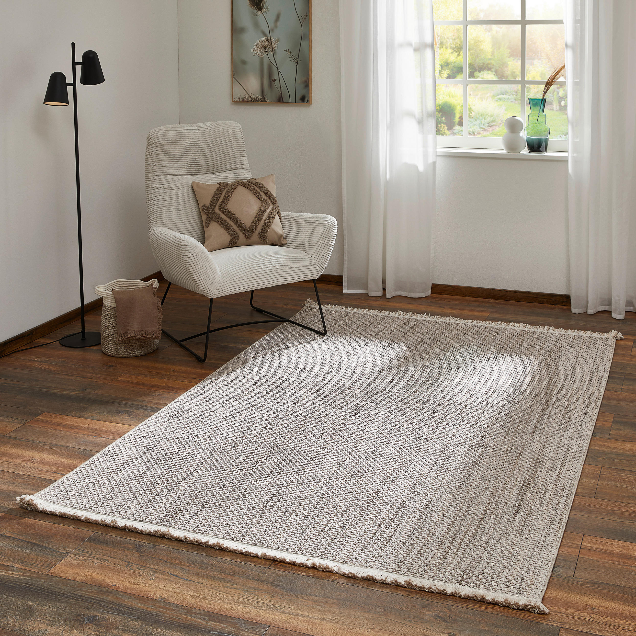 WEBTEPPICH 240/340 cm Weiß, Hellgrau  - Hellgrau/Weiß, Basics, Textil (240/340cm) - Novel