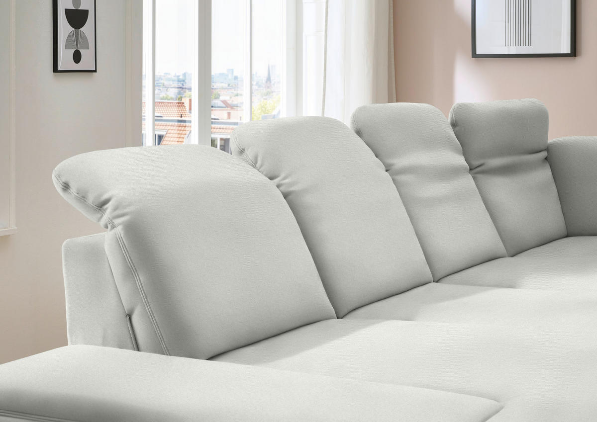 WOHNLANDSCHAFT Chenille Ecru  - Ecru/Schwarz, Design, Textil/Metall (198/364/255cm) - Beldomo Style