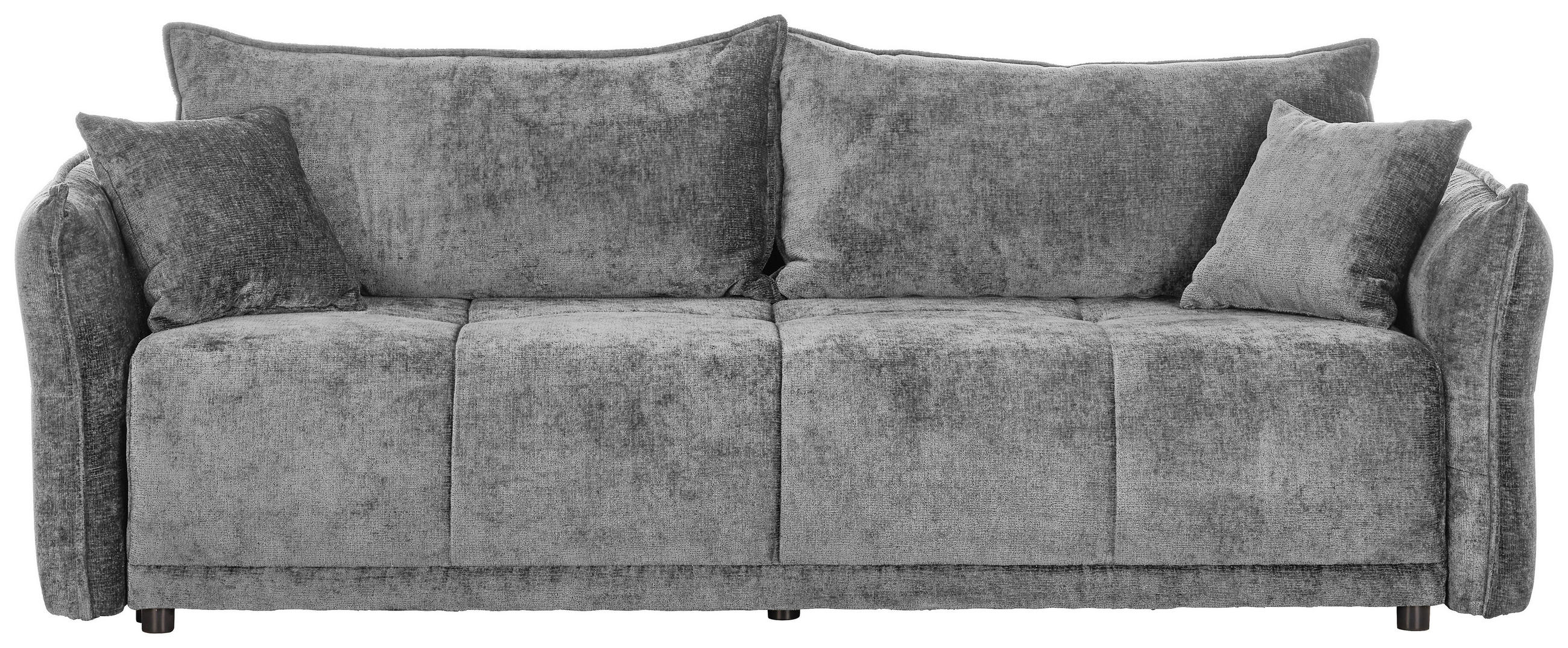 BOXSPRINGSOFA in Chenille Grau  - Schwarz/Grau, MODERN, Kunststoff/Textil (235/95/108cm) - Hom`in