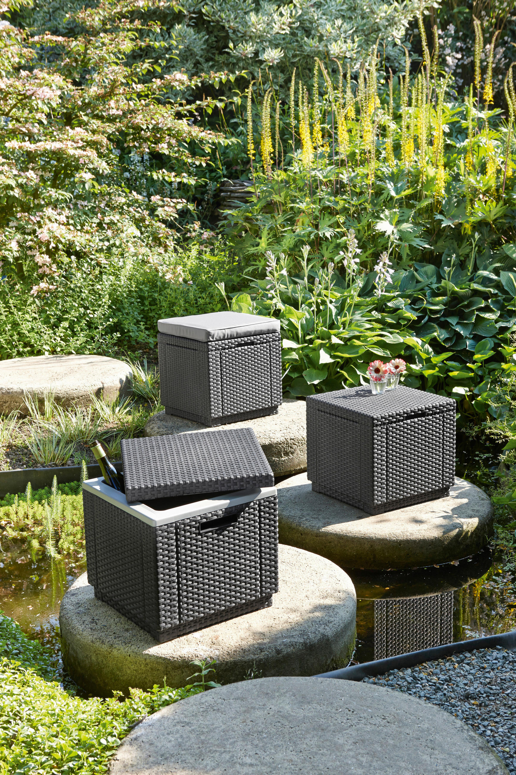 GARTENHOCKER in  - Graphitfarben/Grau, Design, Kunststoff/Textil (42/39/42cm) - Keter
