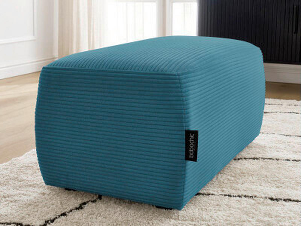 HOCKER ATILLA Cord Hellblau  - Schwarz/Hellblau, MODERN, Kunststoff/Textil (92/44/48cm)