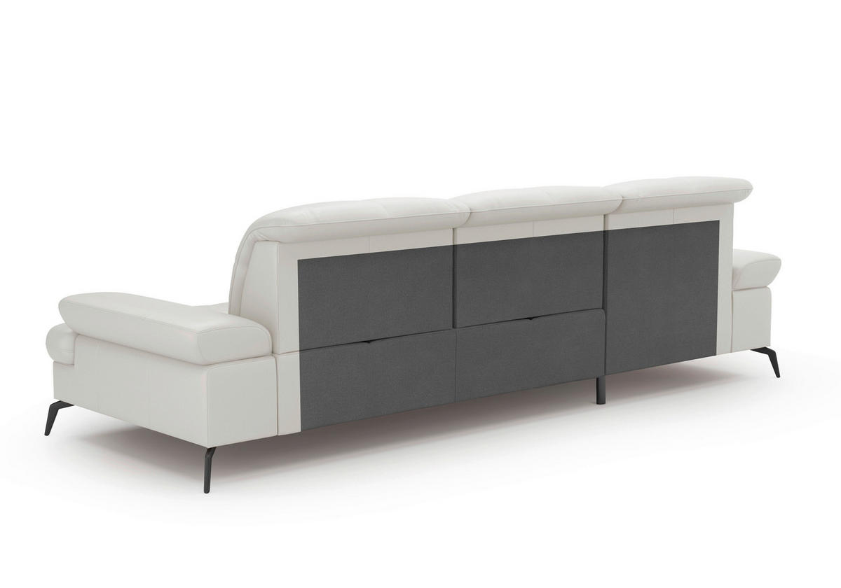 ECKSOFA Weiß Kombination Echtleder/Stoff Vliesstoff  - Schwarz/Weiß, KONVENTIONELL, Leder/Textil (185/279cm) - Sit & More