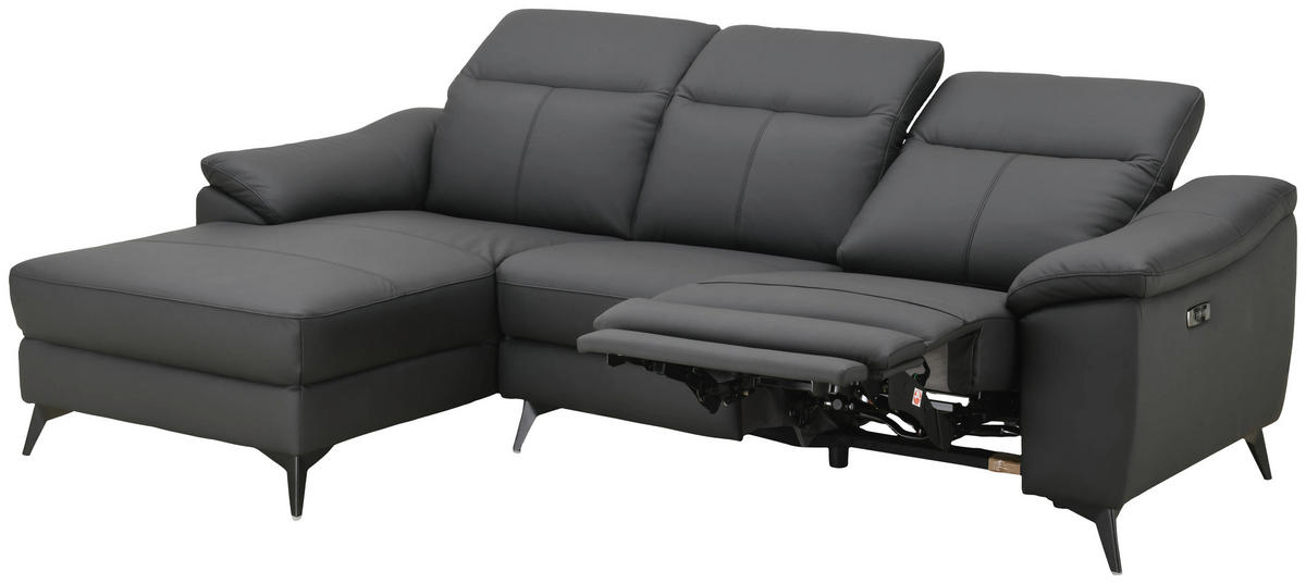 ECKSOFA  Lederlook Kombination Echtleder/Lederlook Schwarz  - Schwarz, Design, Leder/Textil (168/254cm) - Xora