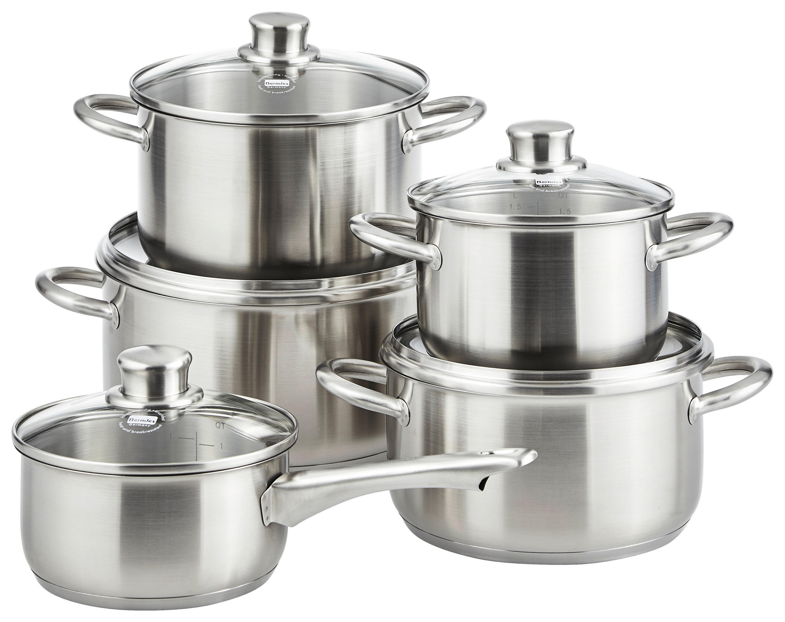 SADA HRNCOV,  5-dielne - Basics, kov/sklo (490/290/260cm) - Berndes