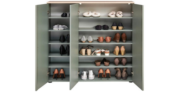 SCHUHSCHRANK 120,3/113,2/34 cm  - Eichefarben/Schwarz, Design, Holzwerkstoff/Kunststoff (120,3/113,2/34cm) - Voleo